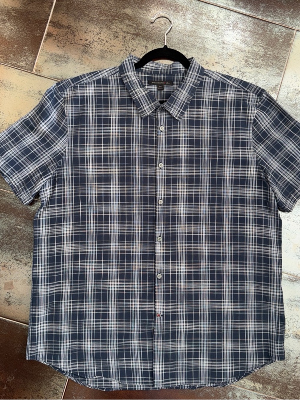 John Varvatos USA blue Plaid shirt sleeve button up XXL